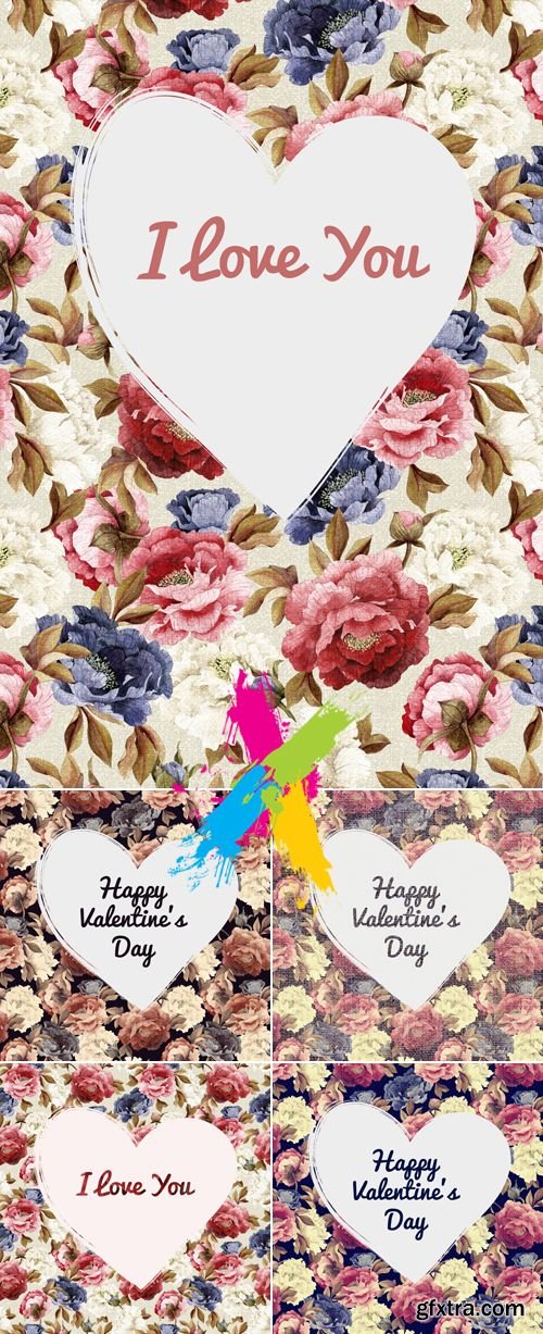 Stock Photo - Valentine's Day Cards with Flowers
