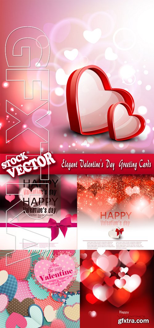Stock Vector - Elegant Valentine\'s Day  Greeting Cards