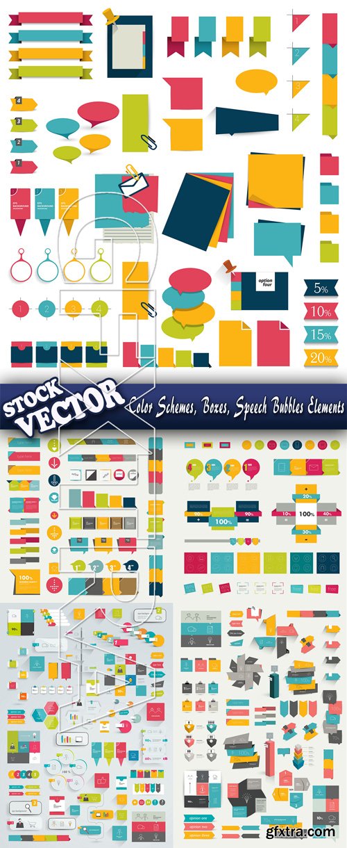 Stock Vector - Color Schemes, Boxes, Speech Bubbles Elements