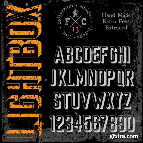 Stock Vector - Handmade Retro Font Pack, 25EPS