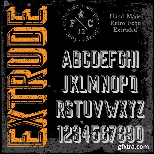 Stock Vector - Handmade Retro Font Pack, 25EPS