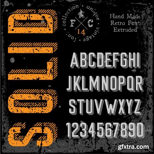 Stock Vector - Handmade Retro Font Pack, 25EPS