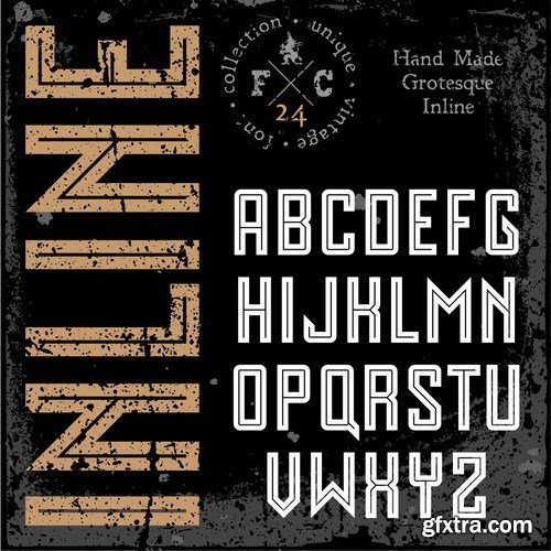 Stock Vector - Handmade Retro Font Pack, 25EPS