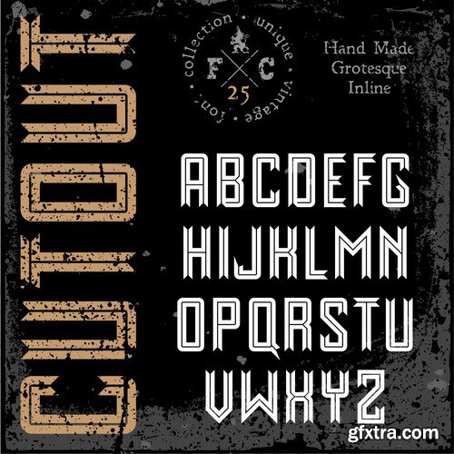 Stock Vector - Handmade Retro Font Pack, 25EPS