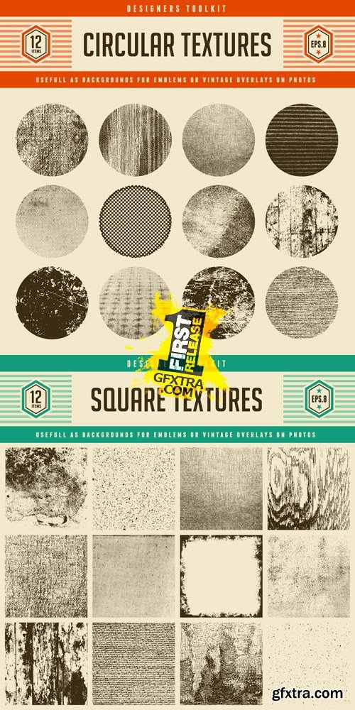 Grunge Square & Circular Textures Vector