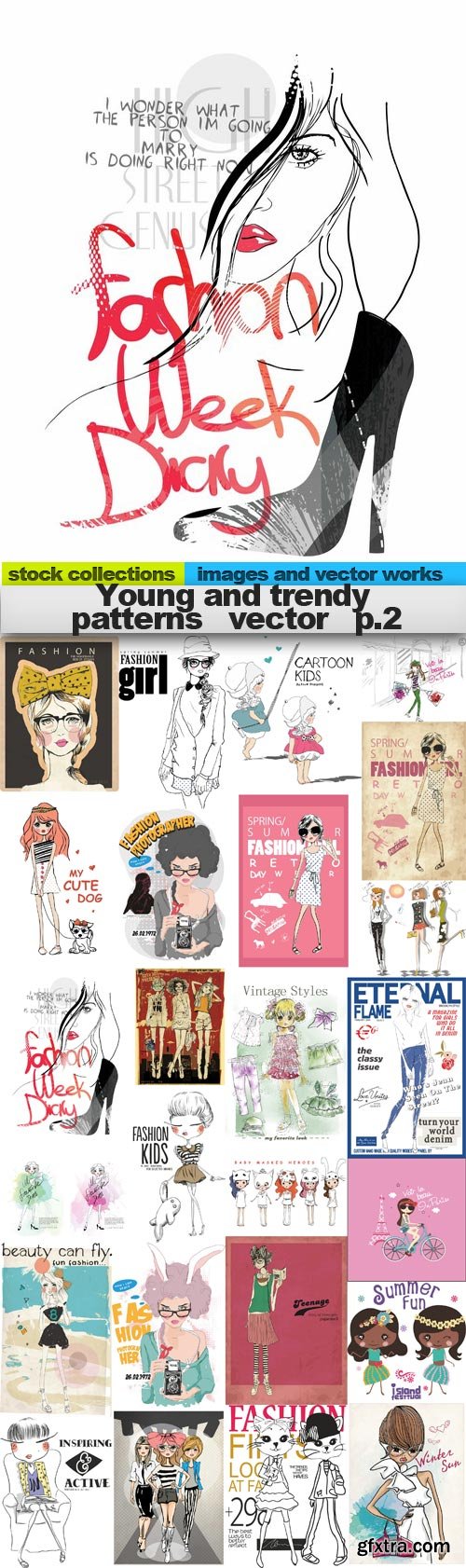 Young and trendy patterns vector 2,25 x EPS