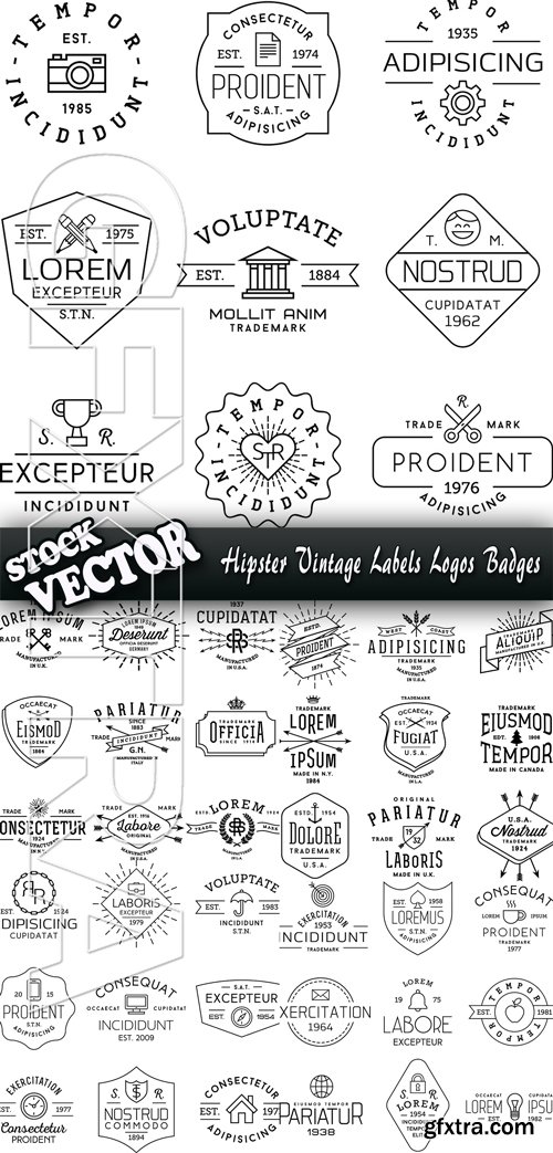 Stock Vector - Hipster Vintage Labels Logos Badges