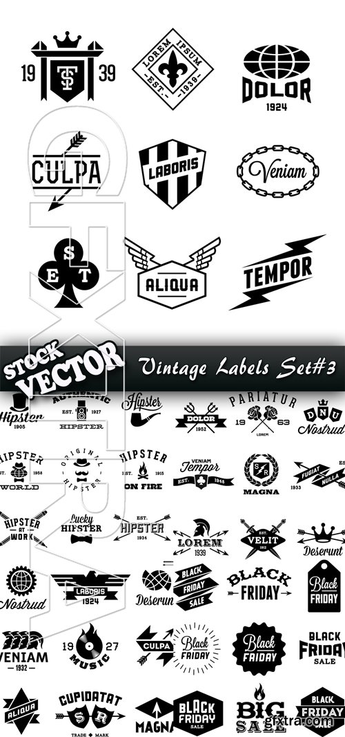 Stock Vector - Vintage Labels Set#3