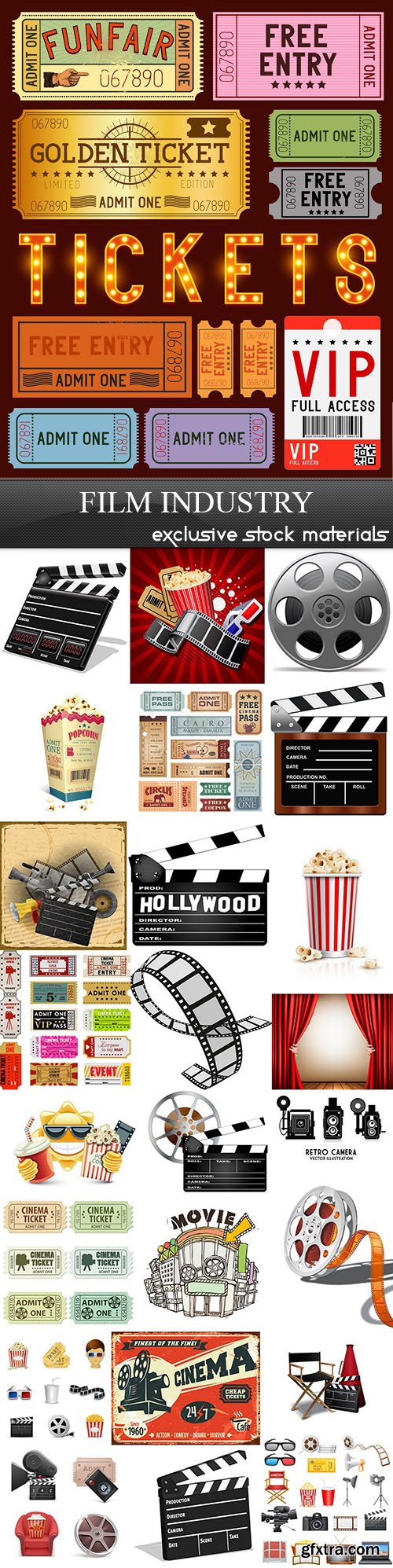 Film Industry Collection, Icons, Tickets 25xEPS