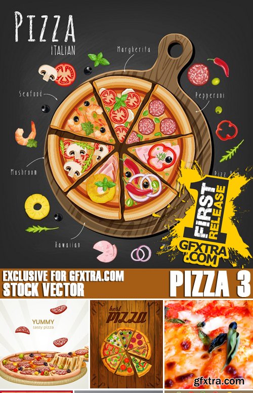 Stock Vectors - Pizza 3, 25xEPS