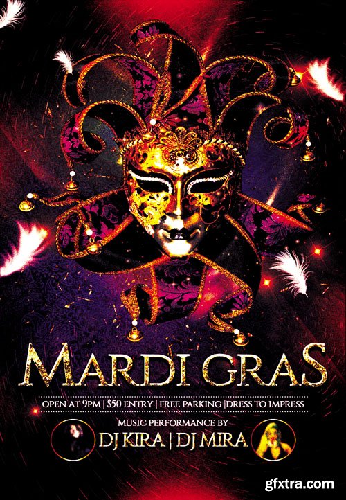 Mardi Gras – Club and Party Flyer PSD Template