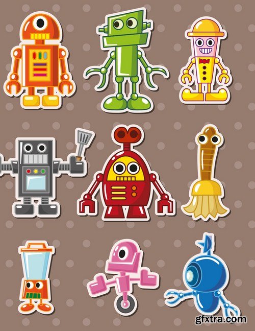 Stock Vector - Cartoon Monsters & Robots, 25EPS