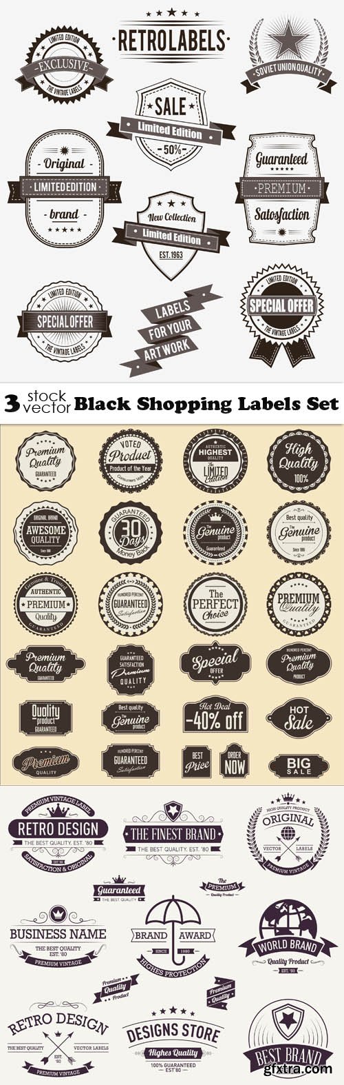 Vectors - Black Shopping Labels Set