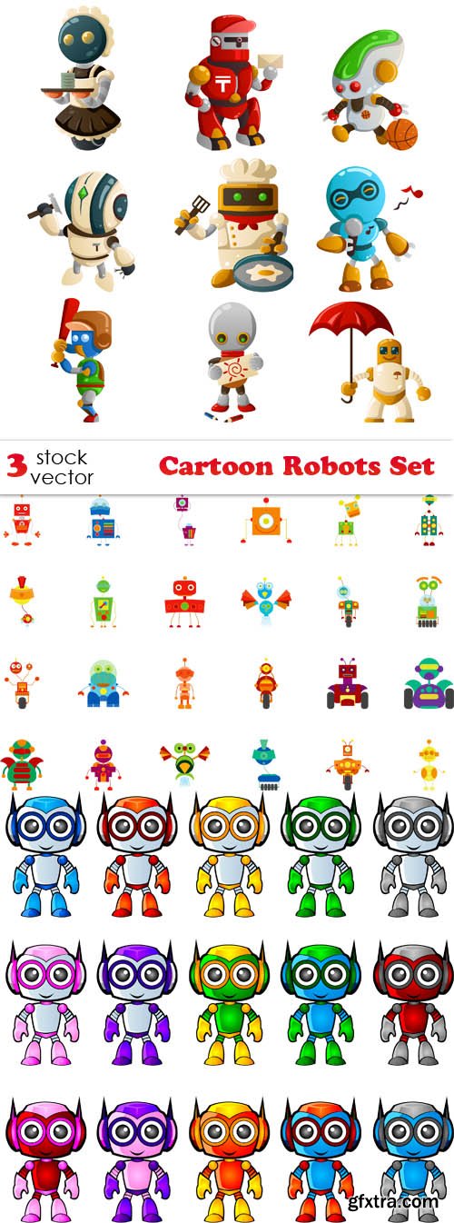 Vectors - Cartoon Robots Set