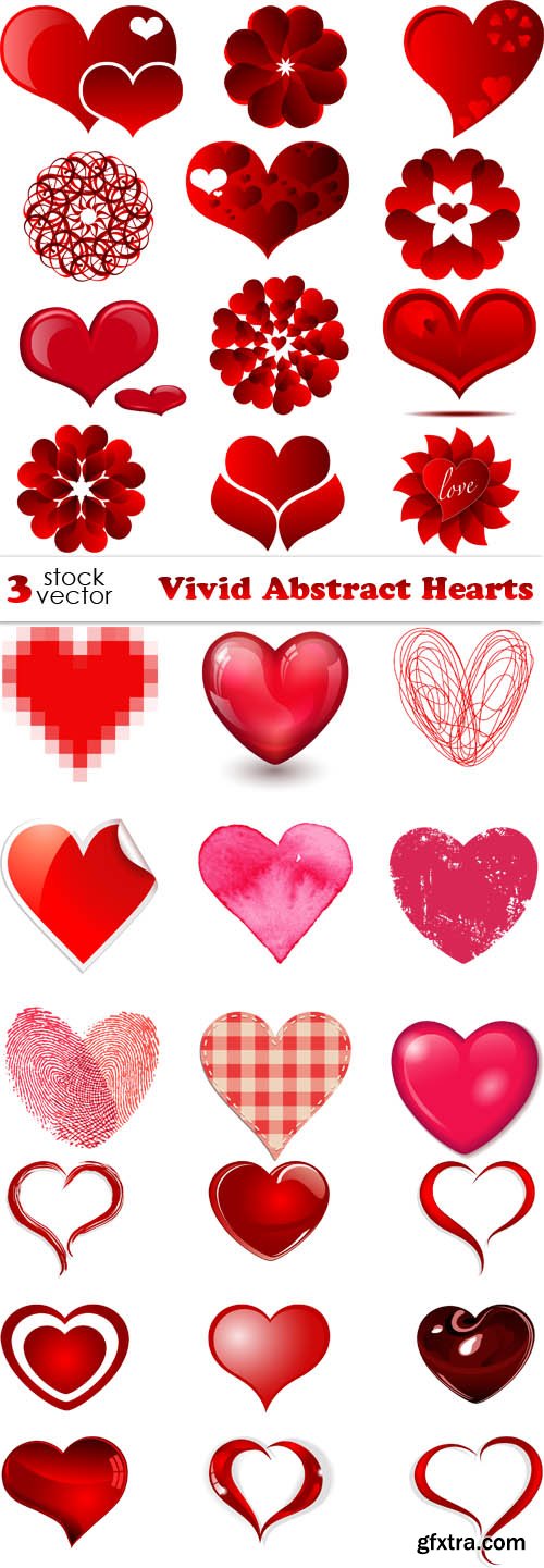 Vectors - Vivid Abstract Hearts