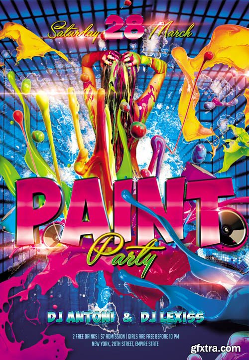 Paint Party Flyer PSD Template