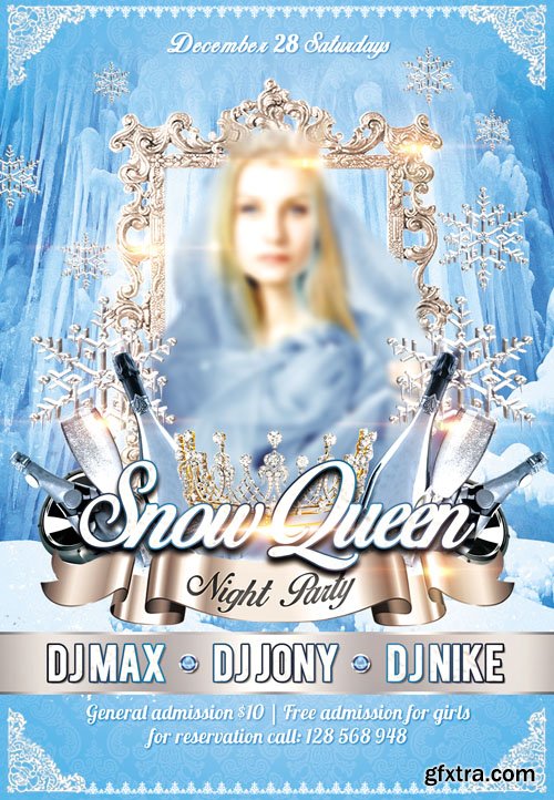 Snow Queen Night Party Flyer PSD Template