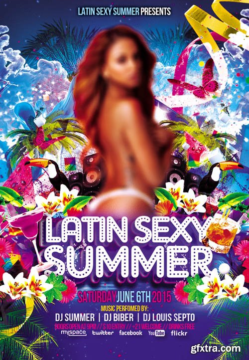 Latin Sexy Summer Flyer PSD Template