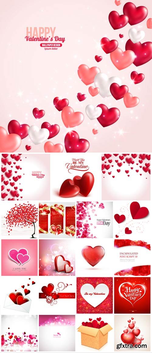 Valentine's Day Romantic Backgrounds, Hearts #23, 21xEPS