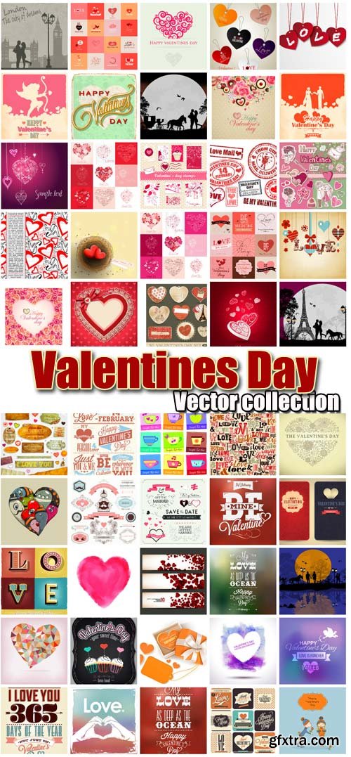 Valentine's Day Romantic Backgrounds, Hearts #16, 59xEPS