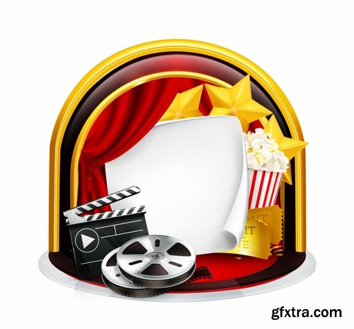 Collection of different vector picture of cinema 25 Eps