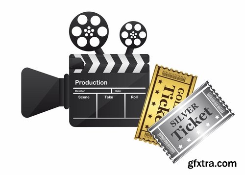 Collection of different vector picture of cinema 25 Eps