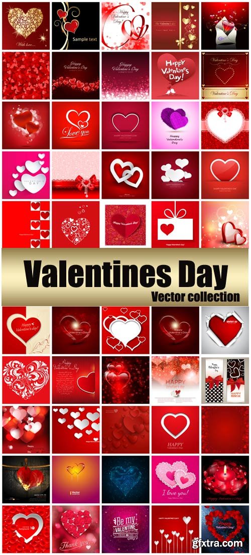 Valentine's Day Romantic Backgrounds, Hearts #28, 55xEPS