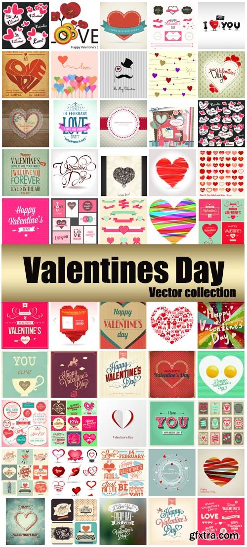 Valentine's Day Romantic Backgrounds, Hearts #29, 55xEPS