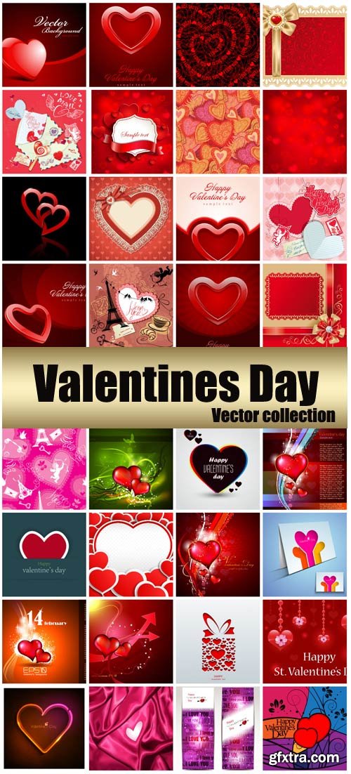 Valentine's Day Romantic Backgrounds, Hearts #30, 35xEPS