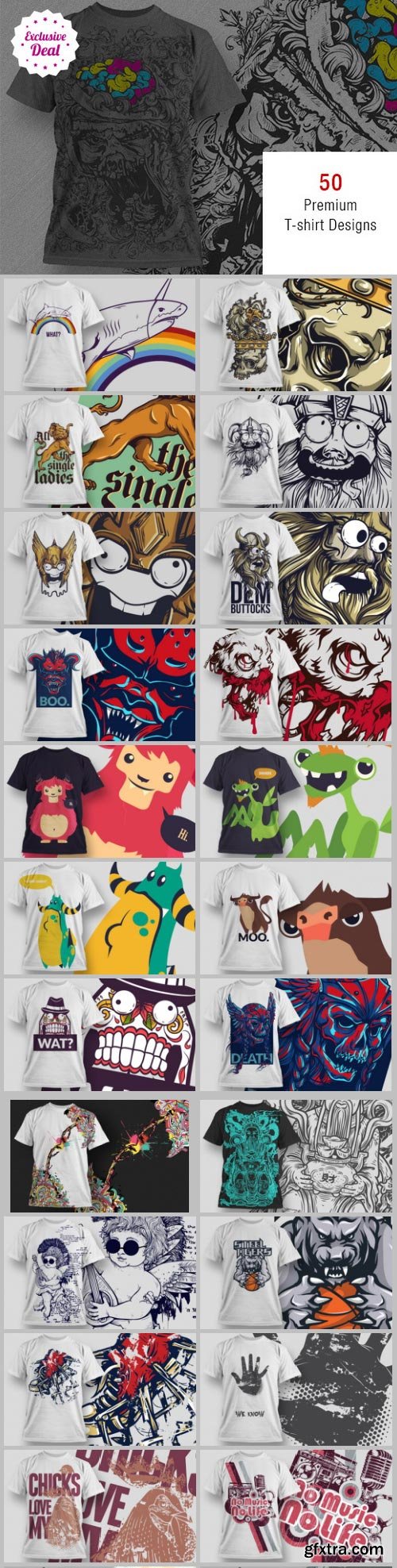 Designious - 50 Premium T-shirt Designs 50xEPS
