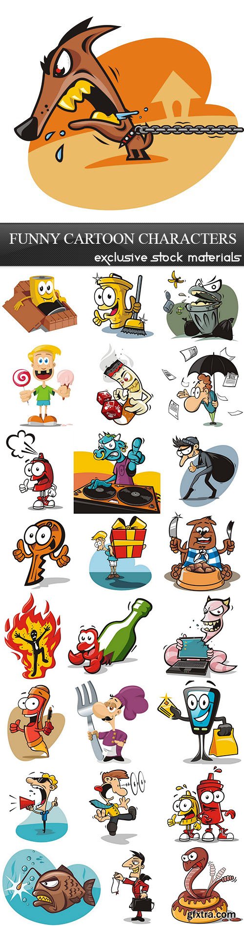 Mixed Funny Cartoon Characters 25xEPS
