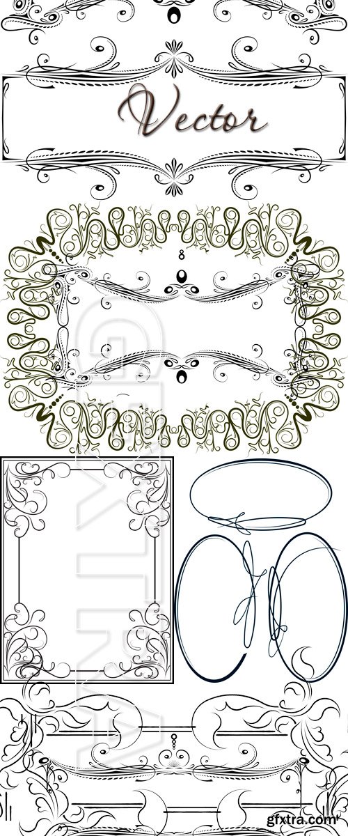 Decorative oval and patten framework in Vector