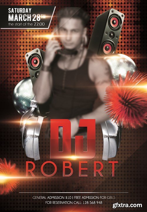 Dj Robert &ndash; Club and Party Flyer PSD Template
