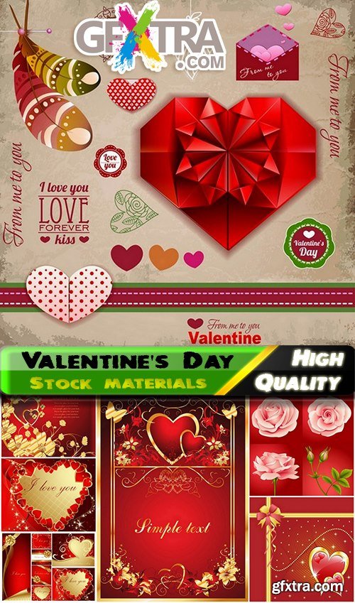 Greeting Cards for Valentine's Day with Love Themes and Hearts 2, 25xEPS