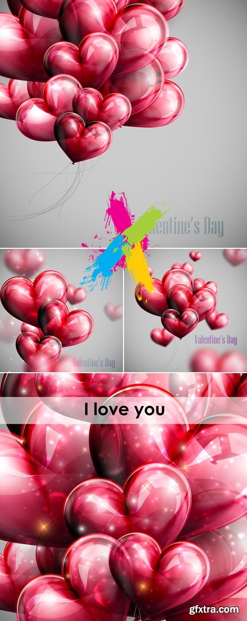 Pink Valentine's Day Balloons Backgrounds Vector