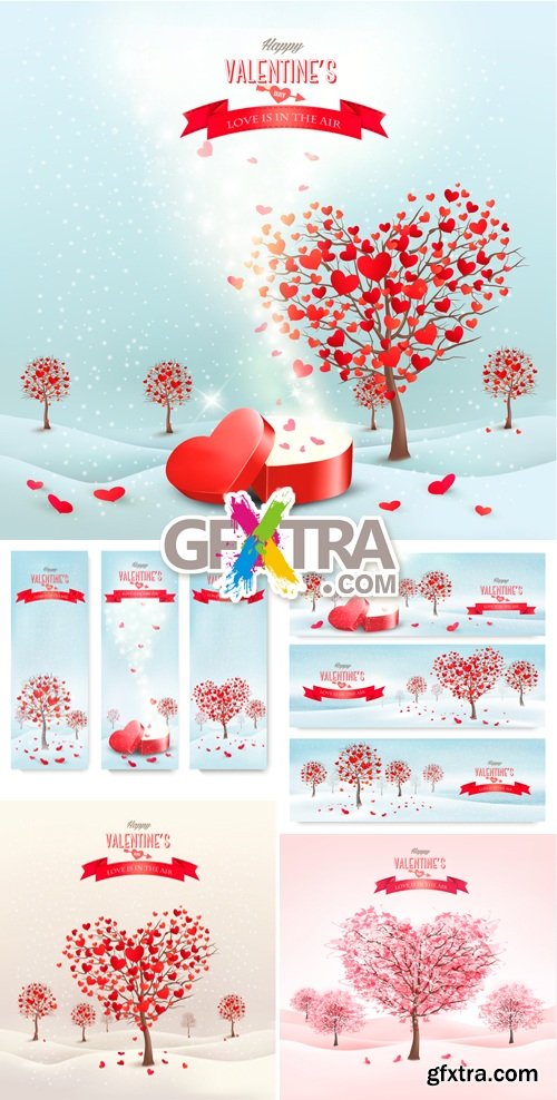 Valentine's Day Bannes &amp; Backgrounds Vector