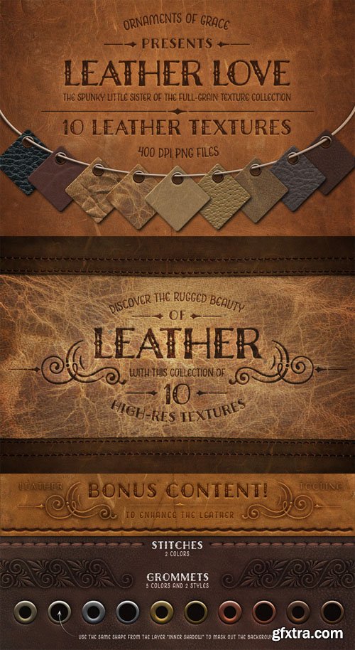 Leather Love - 10 Leather Textures + Bonus PSD 11898