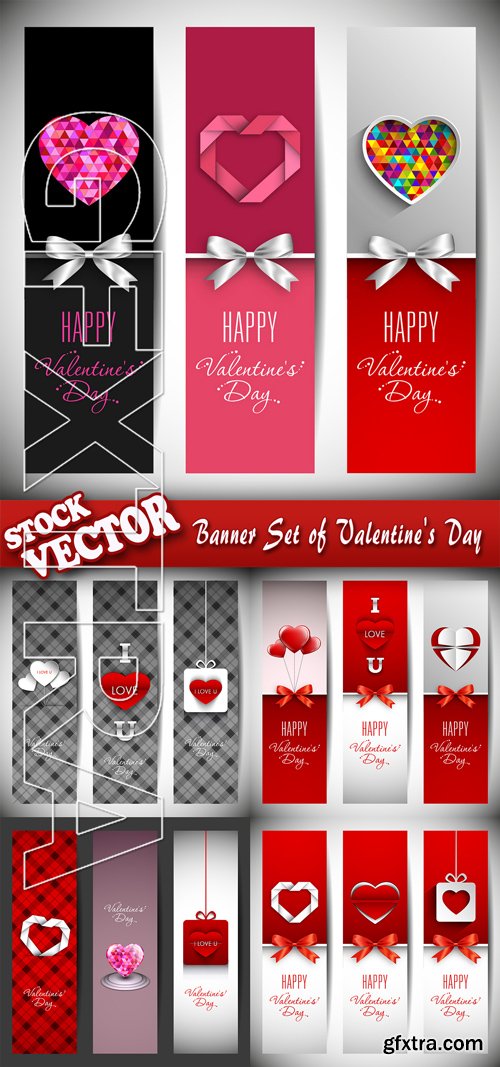 Stock Vector - Banner Set of Valentine's Day