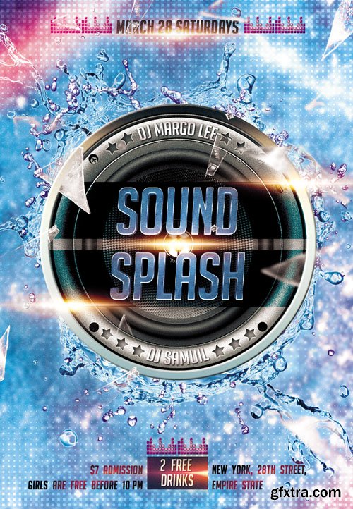 Sound Splash Party Flyer PSD Template Sound Splash Party Flyer PSD Template