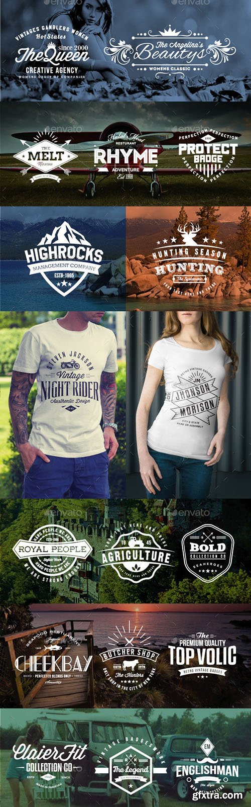 GraphicRiver 52 Vintage Style Badges Bundle 10132677