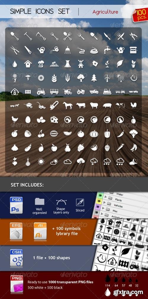 GraphicRiver - 100 Simple Icons - AGRICULTURE