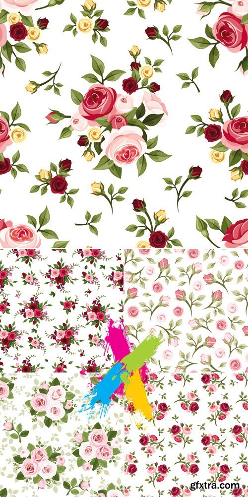 Roses Patterns Vector 4