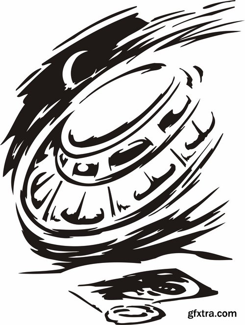 Collection of vector images of tattoos UFO 25 Eps