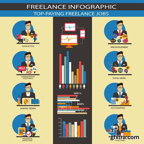 Flat Design - Icons Profession, 25xEPS