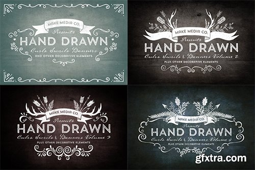Hand Drawn Curls &amp; Banners MEGAPACK