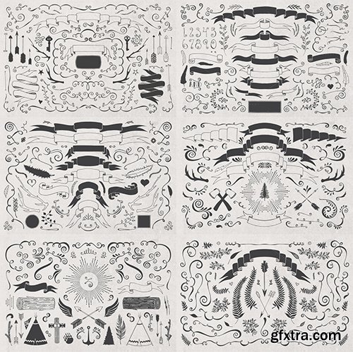 Hand Drawn Curls & Banners MEGAPACK Hand Drawn Curls & Banners MEGAPACK