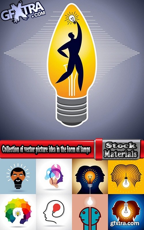 Collection of vector picture idea in the form of lamps 25 Eps