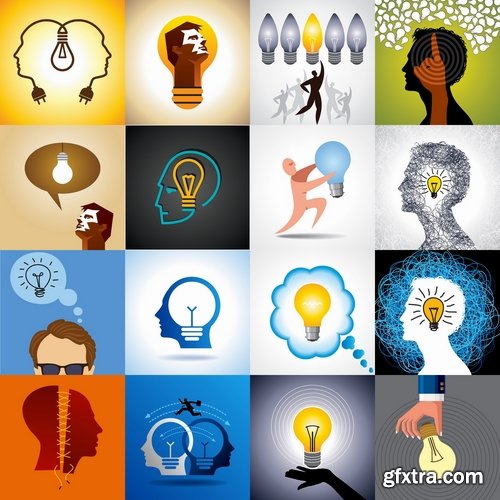 Collection of vector picture idea in the form of lamps 25 Eps
