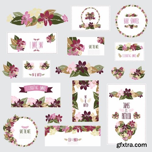 Collection of different wedding invitation cards #3-25 Eps