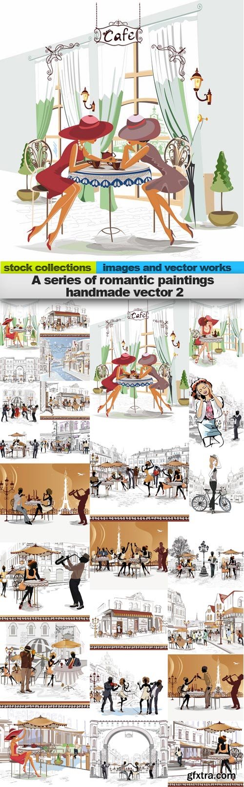 A series of romantic paintings handmade vector 2, 25 x EPS A series of romantic paintings handmade vector 2, 25 x EPS
